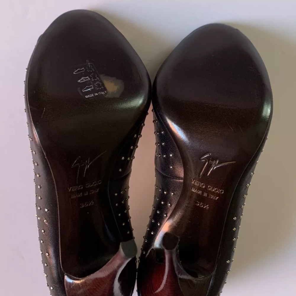 Giuseppe Zanotti Black Studded Peep Toe Heels 6.5 - Picture 6 of 8